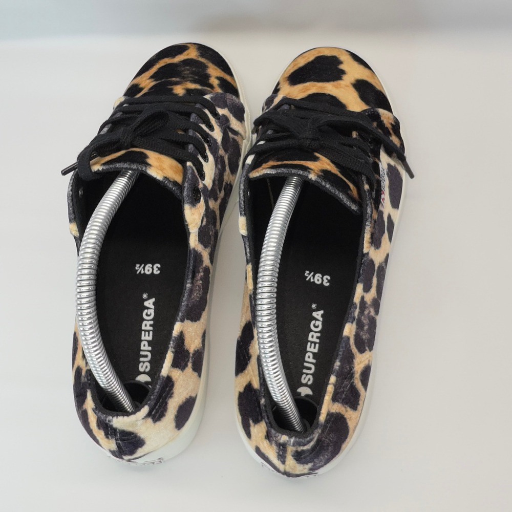 Superga 2790 Leopard Print‎ Velvet Platform Sneakers Women's Size 8.5 - Picture 6 of 8